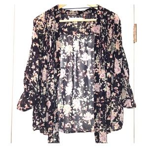 LC Lauren Conrad Floral Flowy Sheer Cardigan